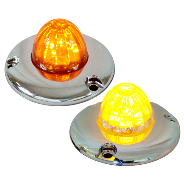 Legendary 1-1/2 Glass Watermelon Amber 2 Wire Single Function Chrome Flat Bezel LED Light Legendary 1-1/2 Glass Watermelon Amber 2 Wire Single Function Chrome Flat Bezel LED Light