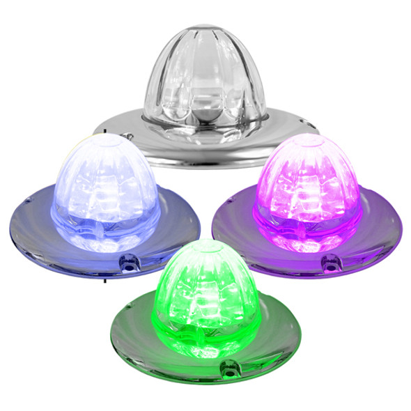 Legendary 3-1/2 Glass Watermelon Light W/ Aux Color 3 Wire Dual Function Chrome Flat Bezel Led Lights Legendary 3-1/2 Glass Watermelon Light W/ Aux Color 3 Wire Dual Function Chrome Flat Bezel Led Lights