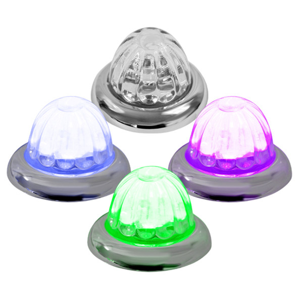 Legendary 1-1/2 Glass Watermelon Light W/ Aux Color 2 Wire Single Function Chrome Bezel, Stud Mount LED Lights Legendary 1-1/2 Glass Watermelon Light W/ Aux Color 2 Wire Single Function Chrome Bezel, Stud Mount LED Lights