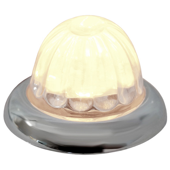 Legendary 1-1/2 Glass Watermelon Warm White 3 Wire Dual Function Curved Chrome Bezel, Stud Mount LED Light Legendary 1-1/2 Glass Watermelon Warm White 3 Wire Dual Function Curved Chrome Bezel, Stud Mount LED Light