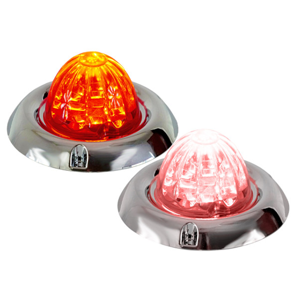 Legendary 3-1/2 Glass Watermelon Red 3 Wire Dual Function Chrome Inset Bezel LED Light Legendary 3-1/2 Glass Watermelon Red 3 Wire Dual Function Chrome Inset Bezel LED Light