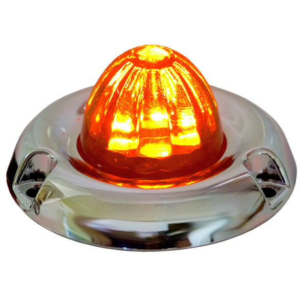 Legendary 1-1/2 Glass Watermelon Dark Amber 3 Wire Dual Function Inset Chrome Bezel LED Lights Legendary 1-1/2 Glass Watermelon Dark Amber 3 Wire Dual Function Inset Chrome Bezel LED Lights