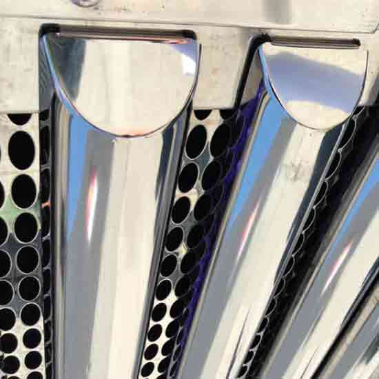 33.5 Inch 304 Stainless Steel Half Moon Vertical Grille Bar For Peterbilt 379, 389 & 389 Glider