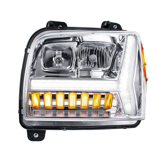 Headlight With LED Daytime Running Light Bar And Turn Signal, Driver Side For Kenworth W990