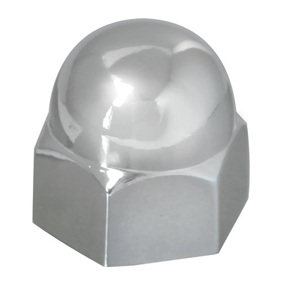 Chrome Acorn Push-On Nut Cover 11/16 X 13/16 Inch