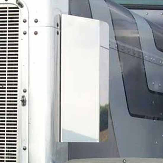 Stainless Steel Side Grille Deflectors With Square Bottom, 15.8 Inch Tall - Pair For Peterbilt 359