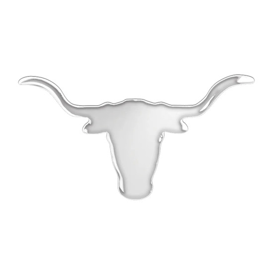 4 Inch Chrome Small Longhorn Skull Accent - Tape Mount
