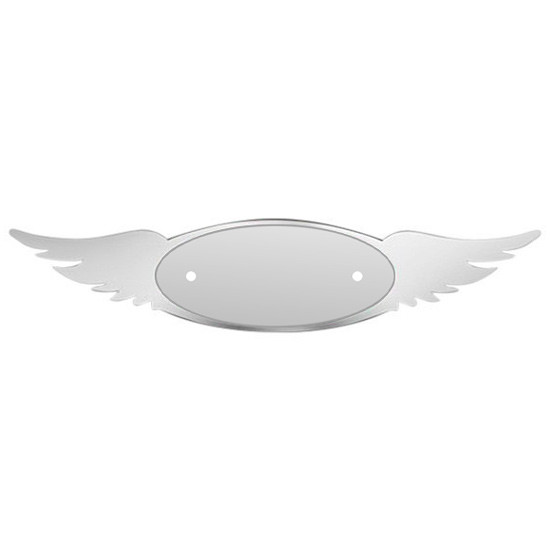 SS Double Wing Hood Logo Accent Trim For 8 Inch Oval Peterbilt Emblem