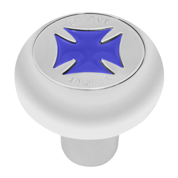 Chrome Screw-In Tractor Knob W/ Blue Iron Cross Chrome Screw-In Tractor Knob W/ Blue Iron Cross
