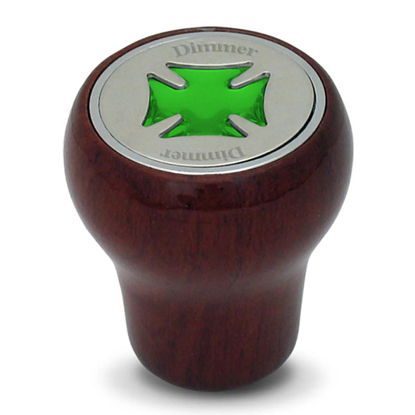 Rosewood Dimmer Dashboard Knob W/ Green Iron Cross Rosewood Dimmer Dashboard Knob W/ Green Iron Cross