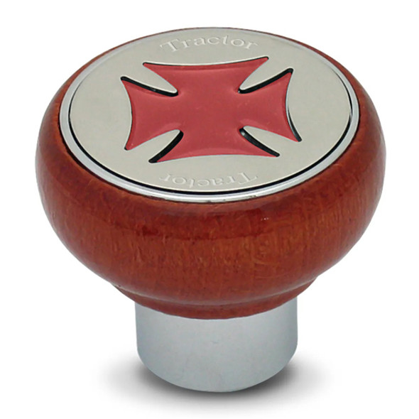 Wood Screw-In Tractor Air Knob W/ Red Iron Cross