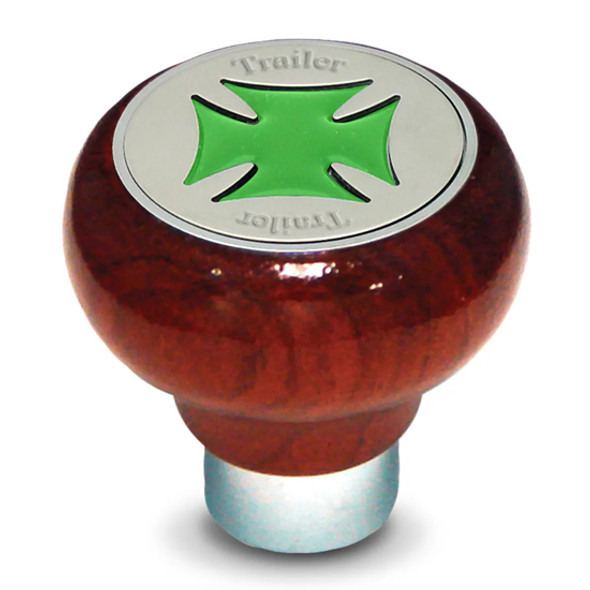 Rosewood Screw-In Tractor Air Knob W/ Green Iron Cross Rosewood Screw-In Tractor Air Knob W/ Green Iron Cross