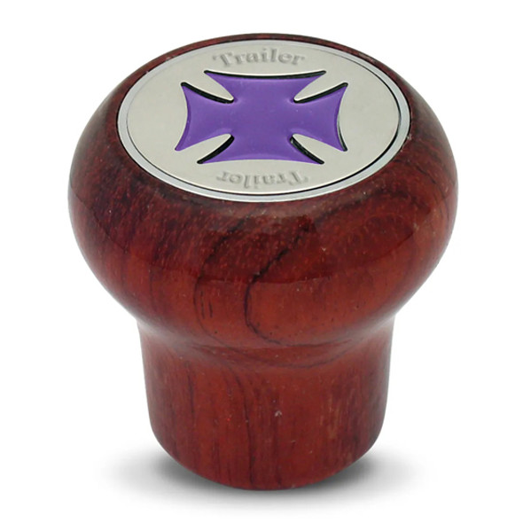L. Rosewood Screw-In Tractor Knob W/ Purple Iron Cross L. Rosewood Screw-In Tractor Knob W/ Purple Iron Cross