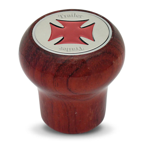 L. Rosewood Screw-In Trailer Knob W/ Red Iron Cross L. Rosewood Screw-In Trailer Knob W/ Red Iron Cross