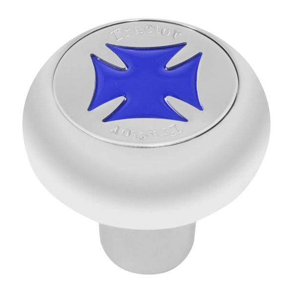 Chrome Aluminum Screw-In Trailer Air Knob W/ Blue Iron Cross Chrome Aluminum Screw-In Trailer Air Knob W/ Blue Iron Cross