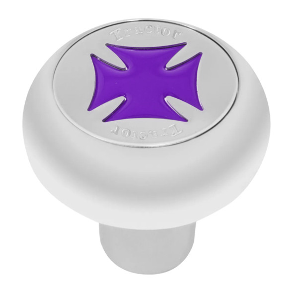 Chrome Aluminum Screw-In Trailer Air Knob W/ Purple Iron Cross Chrome Aluminum Screw-In Trailer Air Knob W/ Purple Iron Cross