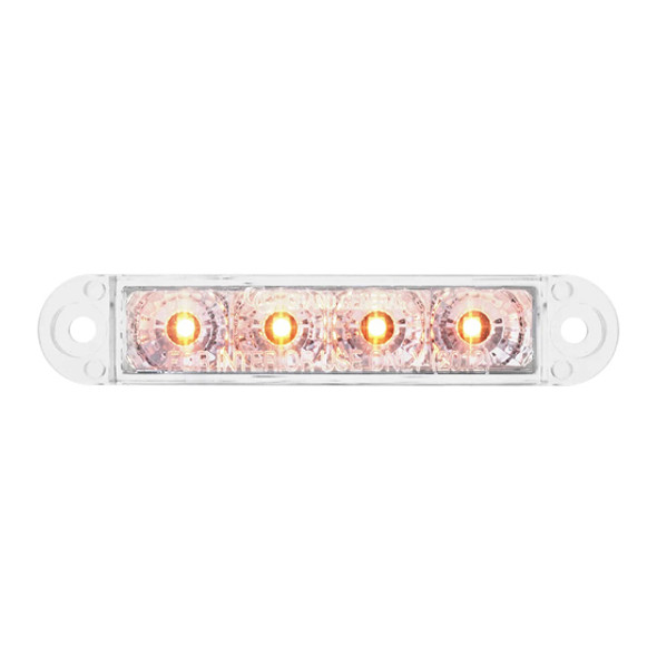 3-1/2 Inch Flush Mount Amber-Clear 4 LED Light Bar, 3 Wires 3-1/2 Inch Flush Mount Amber-Clear 4 LED Light Bar, 3 Wires