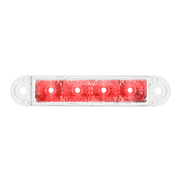 3-1/2 Inch Flush Mount Red-Clear 4 LED Light Bar, 3 Wires 3-1/2 Inch Flush Mount Red-Clear 4 LED Light Bar, 3 Wires