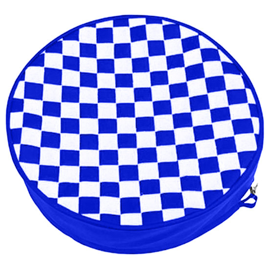 Robert James 26 Inch Royal Blue Checkered Pattern Quilted Fuel Tank End Covers W/ 11 Inch Skirt