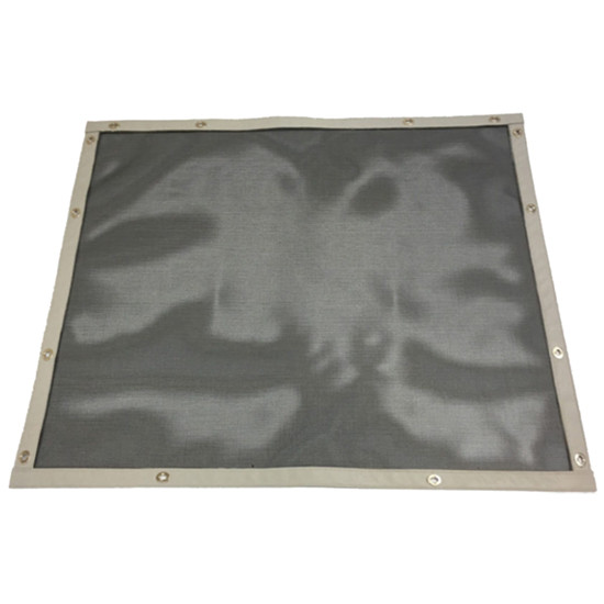 Black Mesh Bug Screen With Light Gray Vinyl Trim For Peterbilt 379 Extended Hood