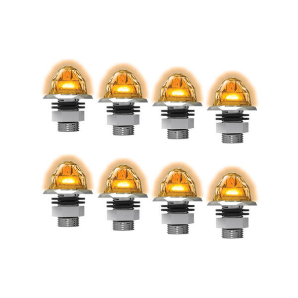 3/4 Inch Jewel Style Mini Watermelon Hero Light - Amber LED / Amber Lens - 8 Pack