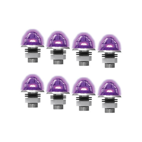3/4 Inch Jewel Style Mini Watermelon Hero Lights - Purple LED / Clear Lens - 8 Pack