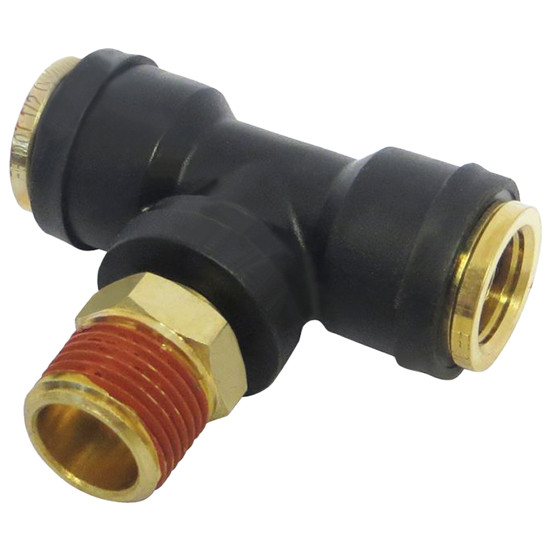 Push Lock Connect Swivel Male Branch Tee DOT 1/2 X 3/8 Inch