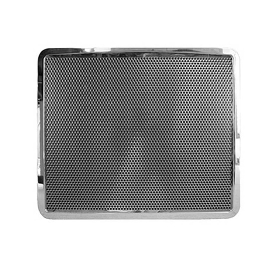 Polished SS Grille Insert With Round Hole Pattern, 14 Gauge For Peterbilt 359, 379 Extended Hood