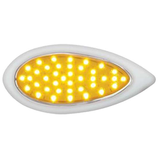 39 LED Stop, Tail, Turn Tear Drop Light W/ Bezel - Amber LED/ Amber Lens
