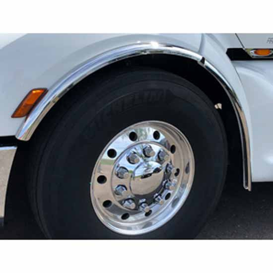 Stainless Steel Front Fender Outer Fenderette For Peterbilt 579 2013-2021 (4 Piece Set)