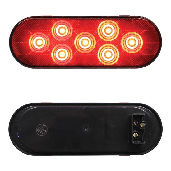 6 Inch Oval Stop Tail Turn RED LED Light, Grommet Mount