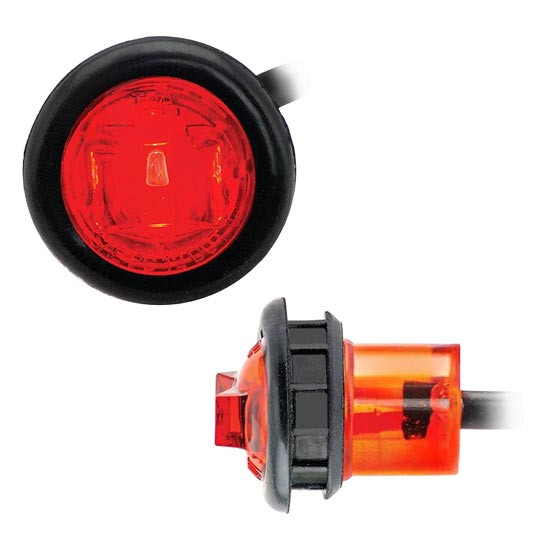 3/4 Inch Round Marker Red LED Bullet Lights, Hardwired - 25 Pack