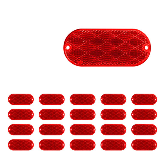 4 X 2 Inch Red Oval Quick Mount Reflector- 20 Pack