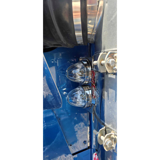 15 Inch 304 SS Square End Front Air Cleaner Panels With 2 Watermelon Light Holes For Kenworth