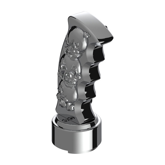 1/2 Inch -13 Thread-On Skulls Pistol Grip Gearshift Knob With 9/10 Speed Adapter