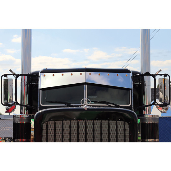 Post Mount Darwin Un-Tie Visor With 10 Front Amber LEDS / Amber Lens For Peterbilt