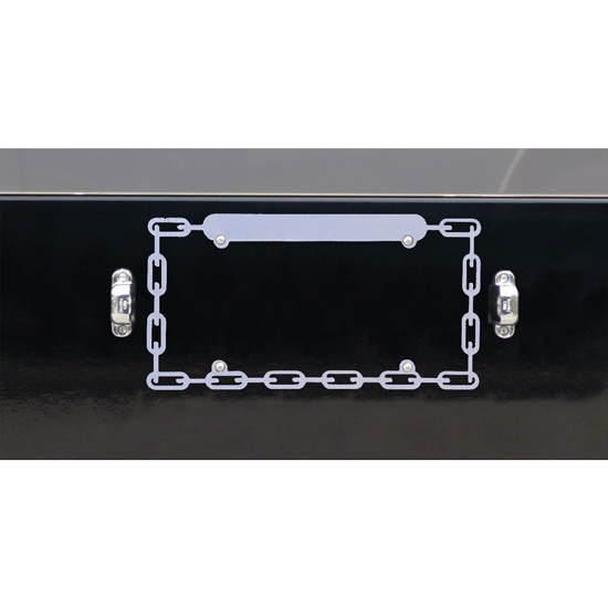 Stainless Steel Chain Link License Plate Frame With Black Top For Engraving