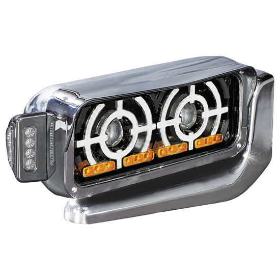 Black Projector Headlamp Assembly, Passenger Side For Peterbilt 357, 378, 379