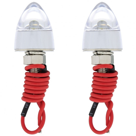 LED Bullet License Plate Fasteners - White LED / Clear Lens 2 Pack