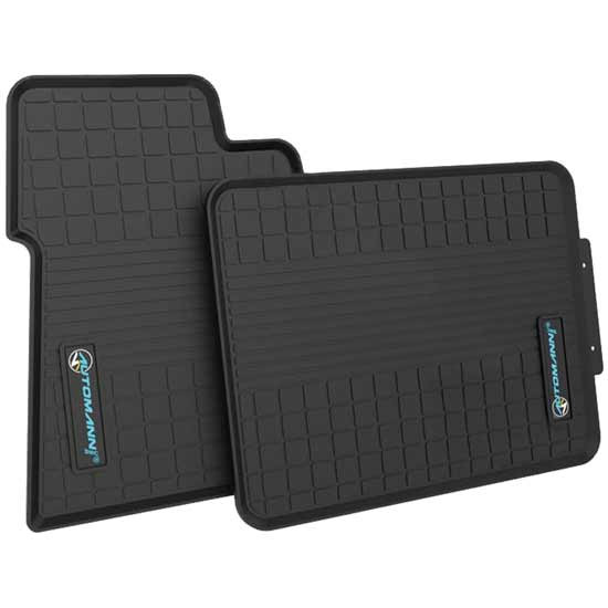 Black Floor Mat Set W/ Grooved Design & Channeled Edges For Peterbilt 357, 375, 377, 378, 379