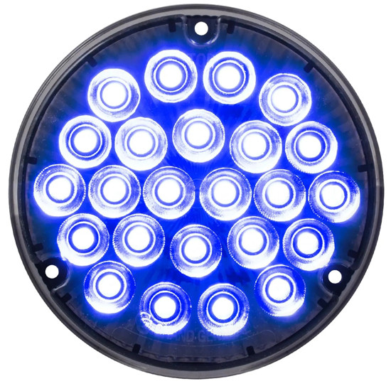 4 Inch Round High / Low Pearl Light Blue LED / Clear Smoked Lens