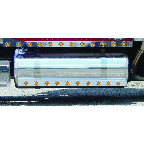 67.4 Inch Stainless Steel Fuel Tank Fairings W/ 20 Bulls-Eye Light Holes For Peterbilt