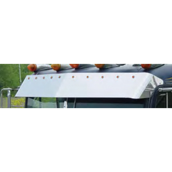 Roadworks 11 Inch Blind Mount Drop Visor With 10 Bulls Eye Lights - Amber LED / Amber Lens For Peterbilt 359 1973-1987