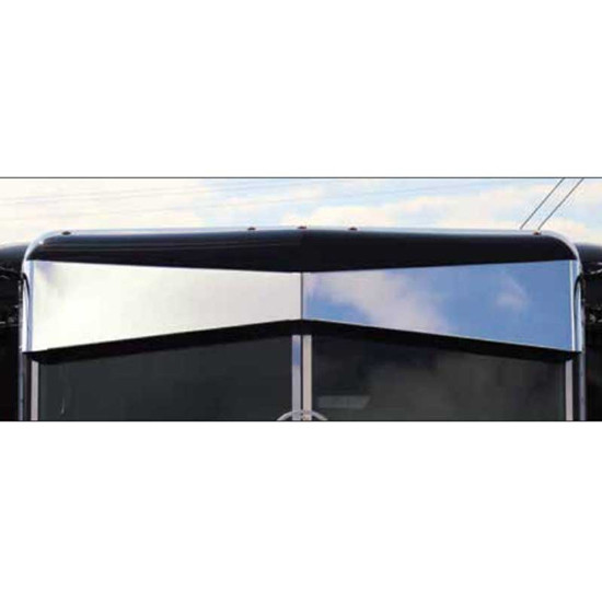 Roadworks 6 X 11 Inch Stainless Steel Post Mount Darwin Bowtie Visor For Peterbilt UltraCab W/ Door Mounted Mirrors