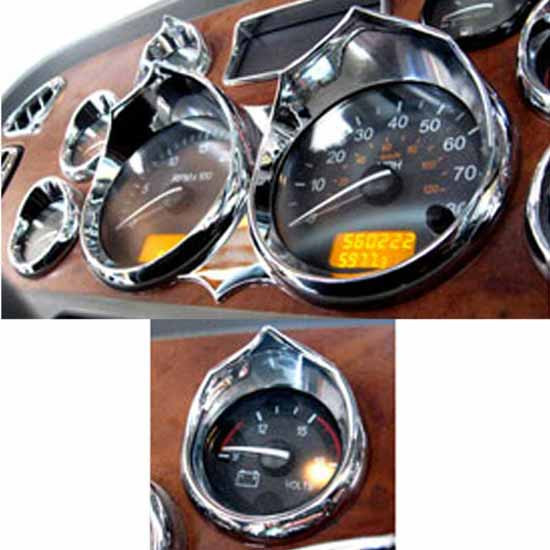 Wicked Style Chrome Dash Gauge Kit for 2006 and Up Peterbilt For Peterbilt 2006 & Newer