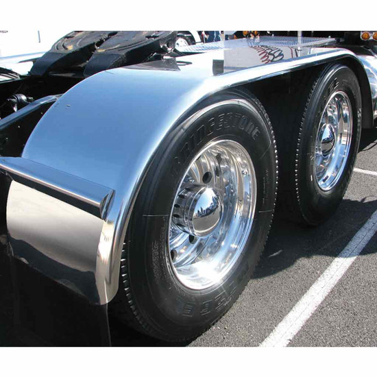 132 Inch Smooth Stainless Steel Full Fender Kit W/ 9 Inch Swivel Fender Bracket