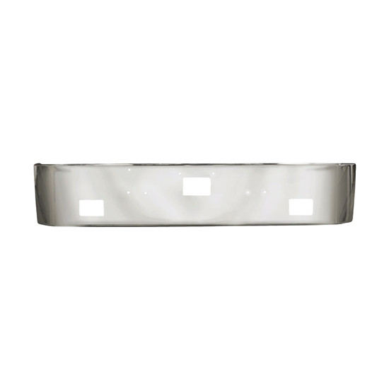 16 Inch Chrome Texas Rolled End Bumper W/ Tow & Fog Light Holes For Peterbilt 378 & 379