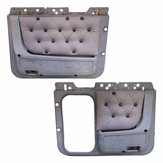 Dark Gray Fabric Door Panels With Black Button Tuck For Peterbilt 389