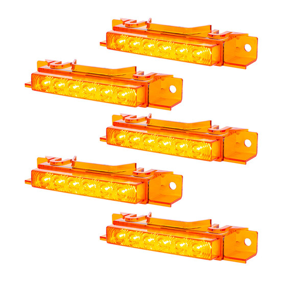 6 LED Amber Competition Series Exterior Visor Light W/ Amber Lens- 5 Pack For Volvo VNL