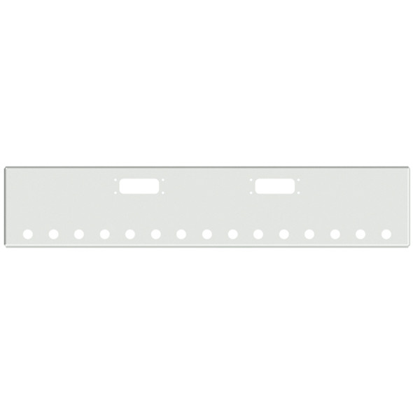 20 Inch Chrome American Eagle Boxed End Bumper W/ Tow, 15 Round 2 Inch Light Holes In Face & 1 Round 2 Inch Light Hole Each End For Peterbilt 352, 359